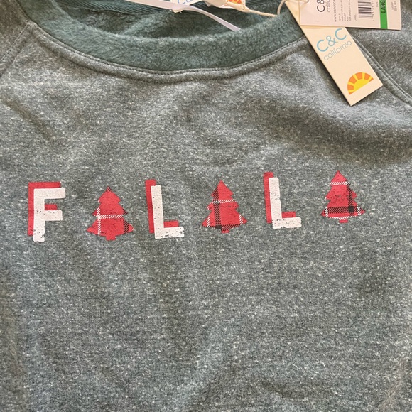 C&C California Sea Moss Blue Green FA LA LA Long Sleeve Fleece Shirt Size L - Picture 2 of 7